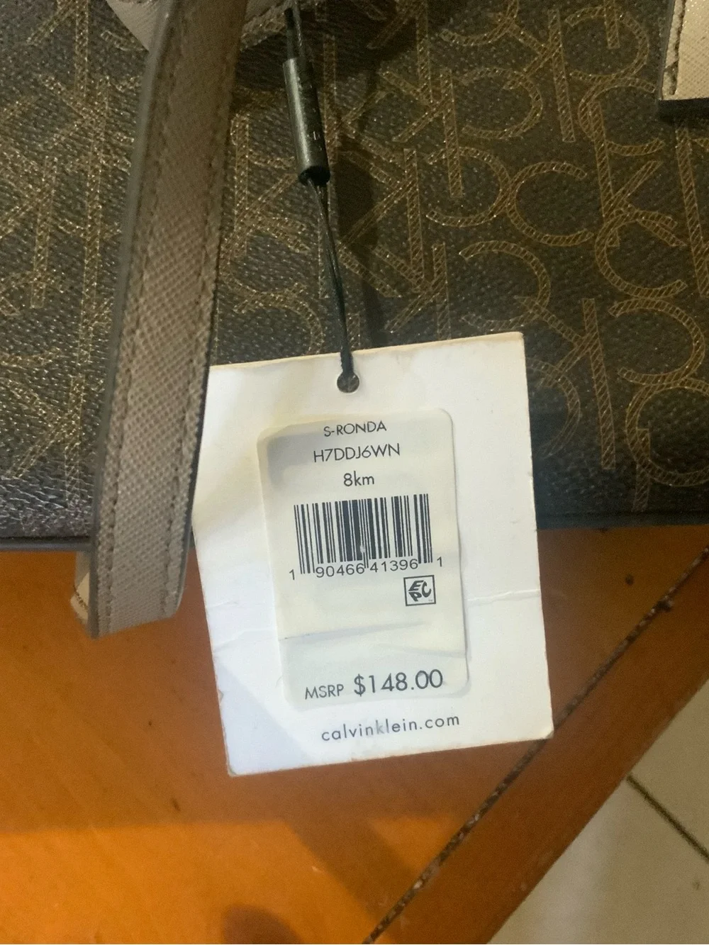 Calvin Klein Brown Logo Dome Satchel with Tan Accents